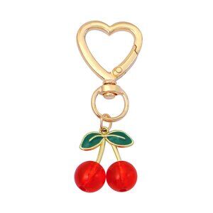 New! Popular!! Hot! Gorgeous sparkle Large Red & Gold Cherries bag charm clip
